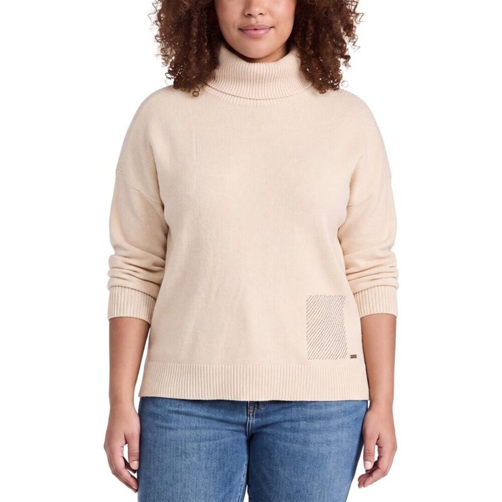 Picadilly Womens Beaded Pocket Sweater, Beige